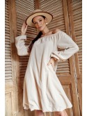 Rochie oversize trapez cu fundul umflat, bej FG653 - Magazin online - Boutique